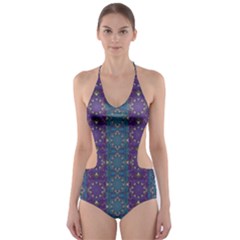 Retro Vintage Bleeding Hearts Pattern Cut-out One Piece Swimsuit by pepitasart