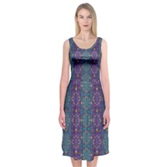 Retro Vintage Bleeding Hearts Pattern Midi Sleeveless Dress by pepitasart