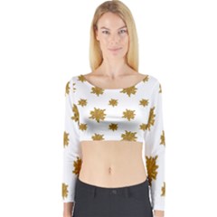 Graphic Nature Motif Pattern Long Sleeve Crop Top