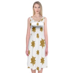 Graphic Nature Motif Pattern Midi Sleeveless Dress by dflcprints