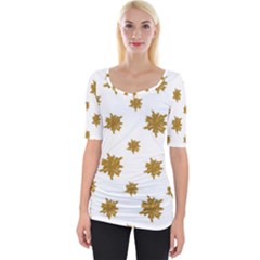 Graphic Nature Motif Pattern Wide Neckline Tee