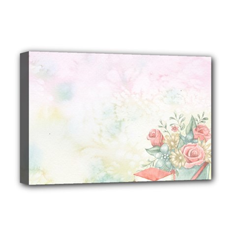 Romantic Watercolor Books And Flowers Deluxe Canvas 18  X 12   by paulaoliveiradesign