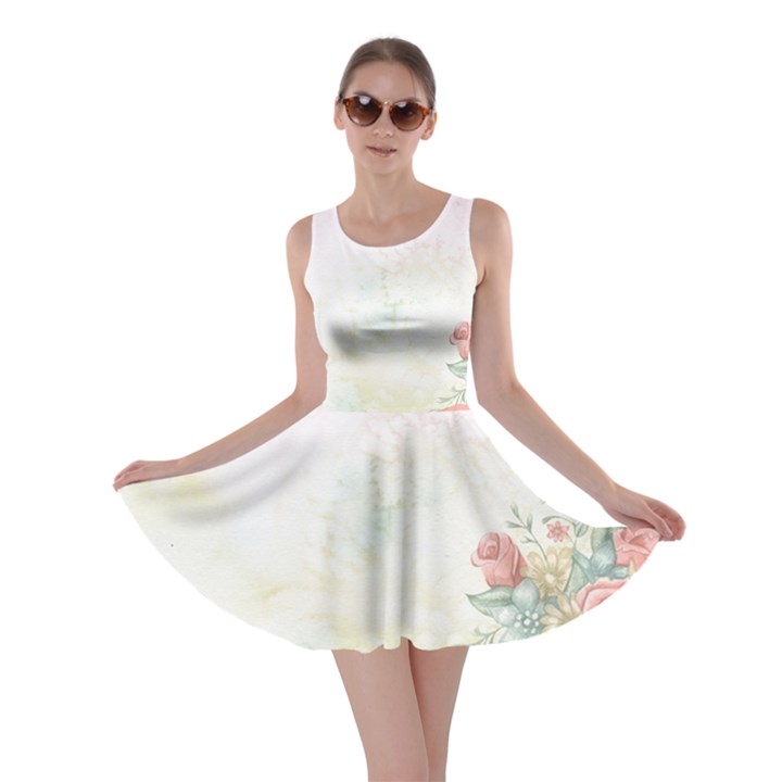 Romantic Watercolor Books and Flowers Skater Dress