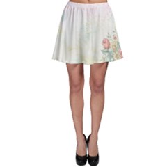 Romantic Watercolor Books And Flowers Skater Skirt by paulaoliveiradesign