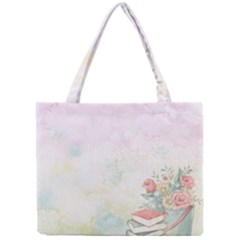 Romantic Watercolor Books And Flowers Mini Tote Bag by paulaoliveiradesign