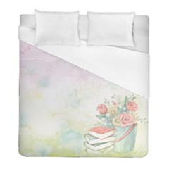 Romantic Watercolor Books And Flowers Duvet Cover (full/ Double Size) by paulaoliveiradesign