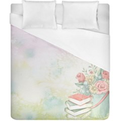 Romantic Watercolor Books And Flowers Duvet Cover (california King Size) by paulaoliveiradesign