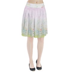 Romantic Watercolor Books And Flowers Pleated Skirt by paulaoliveiradesign