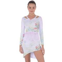 Romantic Watercolor Books And Flowers Asymmetric Cut-out Shift Dress