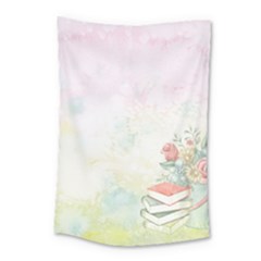 Romantic Watercolor Books And Flowers Small Tapestry