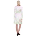 Romantic Watercolor Books and Flowers Long Sleeve Velvet Front Wrap Dress View2