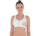 Romantic Watercolor Books and Flowers Cross String Back Sports Bra View1