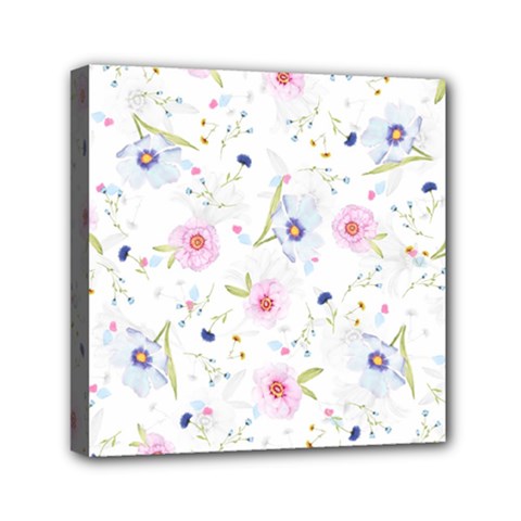 Floral Cute Girly Pattern Mini Canvas 6  x 6 