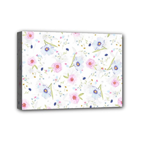 Floral Cute Girly Pattern Mini Canvas 7  x 5 