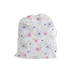 Floral Cute Girly Pattern Drawstring Pouches (Large) 