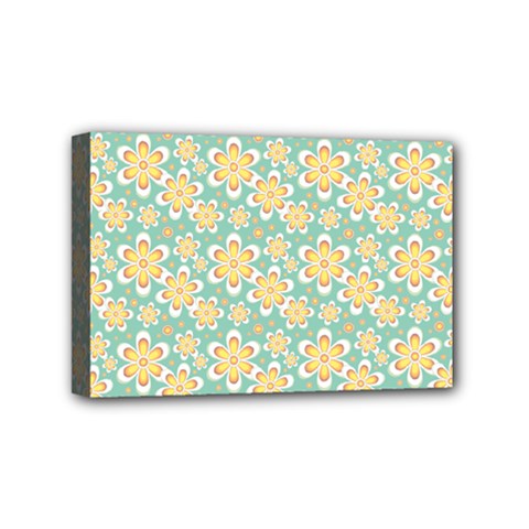 Seamless Pattern Blue Floral Mini Canvas 6  X 4  by paulaoliveiradesign