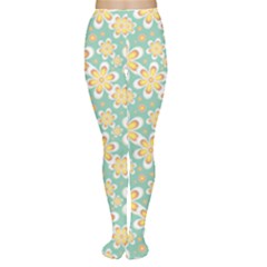 Seamless Pattern Blue Floral Women s Tights