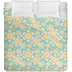 Seamless Pattern Blue Floral Duvet Cover Double Side (king Size) by paulaoliveiradesign