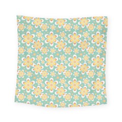 Seamless Pattern Blue Floral Square Tapestry (small)