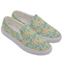 Seamless Pattern Blue Floral Men s Canvas Slip Ons View3