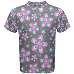 Seamless Pattern Purple Girly Floral Pattern Men s Cotton Tee by paulaoliveiradesign