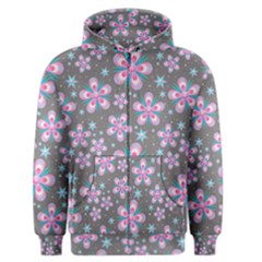 Seamless Pattern Purple Girly Floral Pattern Men s Zipper Hoodie