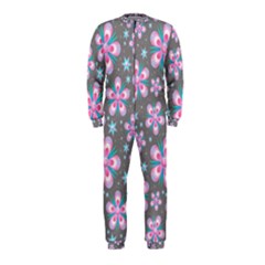 Seamless Pattern Purple Girly Floral Pattern Onepiece Jumpsuit (kids)