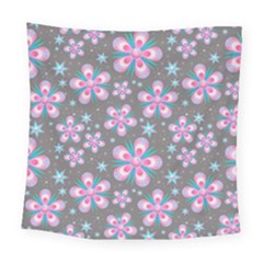 Seamless Pattern Purple Girly Floral Pattern Square Tapestry (large)