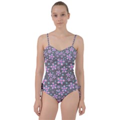 Seamless Pattern Purple Girly Floral Pattern Sweetheart Tankini Set