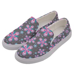 Seamless Pattern Purple Girly Floral Pattern Men s Canvas Slip Ons