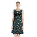 Yellow & Blue Bloom Sleeveless Waist Tie Chiffon Dress View1