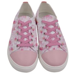 Light Pink Seamless Florals Women s Low Top Canvas Sneakers