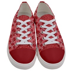 Red Elegant Roses Design Women s Low Top Canvas Sneakers by PattyVilleDesigns