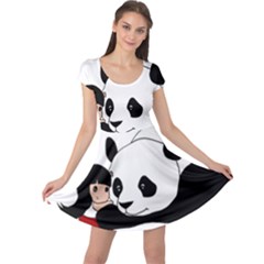 Girl And Panda Cap Sleeve Dress by Valentinaart