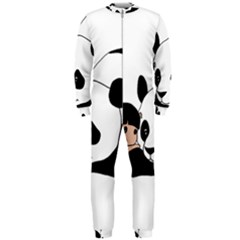 Girl And Panda Onepiece Jumpsuit (men)  by Valentinaart