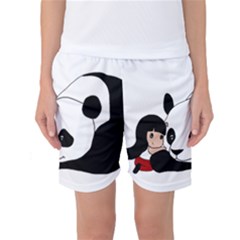 Girl And Panda Women s Basketball Shorts by Valentinaart