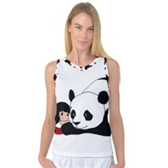 Girl And Panda Women s Basketball Tank Top by Valentinaart