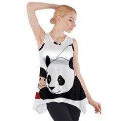 Girl And Panda Side Drop Tank Tunic by Valentinaart