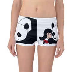 Girl And Panda Reversible Boyleg Bikini Bottoms by Valentinaart