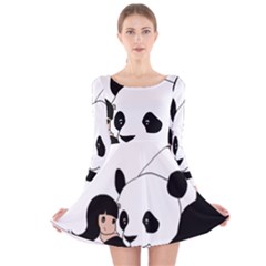 Girl And Panda Long Sleeve Velvet Skater Dress by Valentinaart