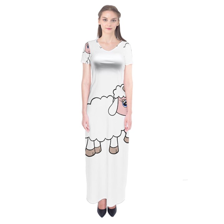 Unicorn sheep Short Sleeve Maxi Dress