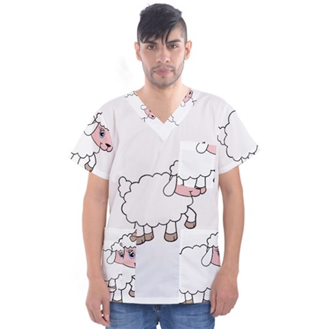 Unicorn Sheep Men s V-neck Scrub Top by Valentinaart