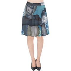 The Wonderful Water Fairy With Water Wings Velvet High Waist Skirt by FantasyWorld7