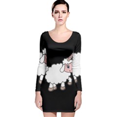 Unicorn Sheep Long Sleeve Velvet Bodycon Dress