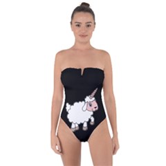 Unicorn Sheep Tie Back One Piece Swimsuit by Valentinaart