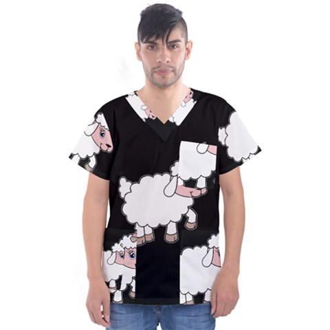 Unicorn Sheep Men s V-neck Scrub Top by Valentinaart