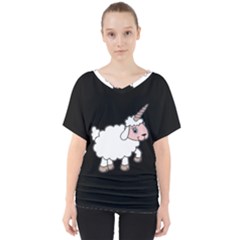 Unicorn Sheep V-neck Dolman Drape Top