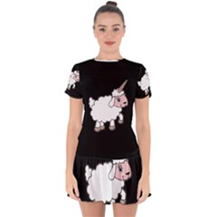 Unicorn Sheep Drop Hem Mini Chiffon Dress by Valentinaart