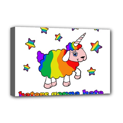 Unicorn Sheep Deluxe Canvas 18  X 12   by Valentinaart