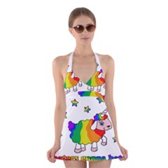 Unicorn Sheep Halter Swimsuit Dress by Valentinaart